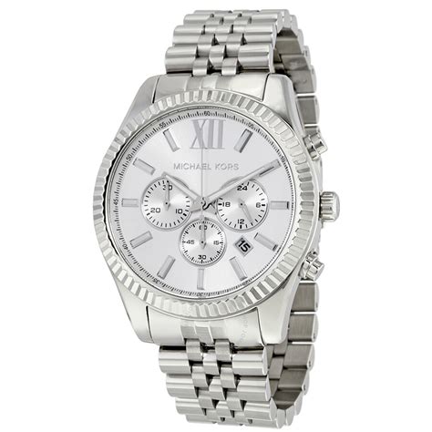 white dial silver michael kors mens|Michael Kors white dial watch.